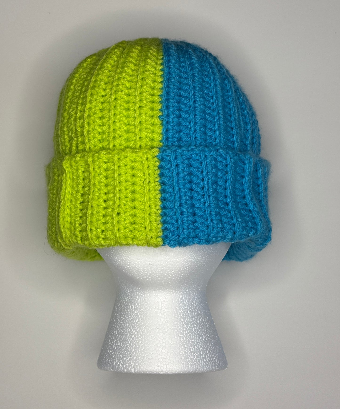 Cyan/Lime Green Double Bun Hat