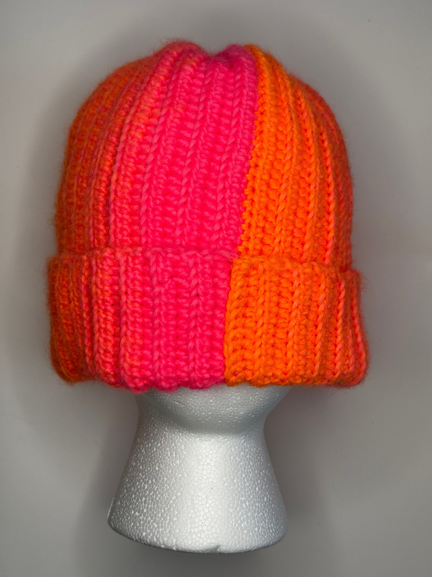 Ombré Pink and Orange Bun Hat