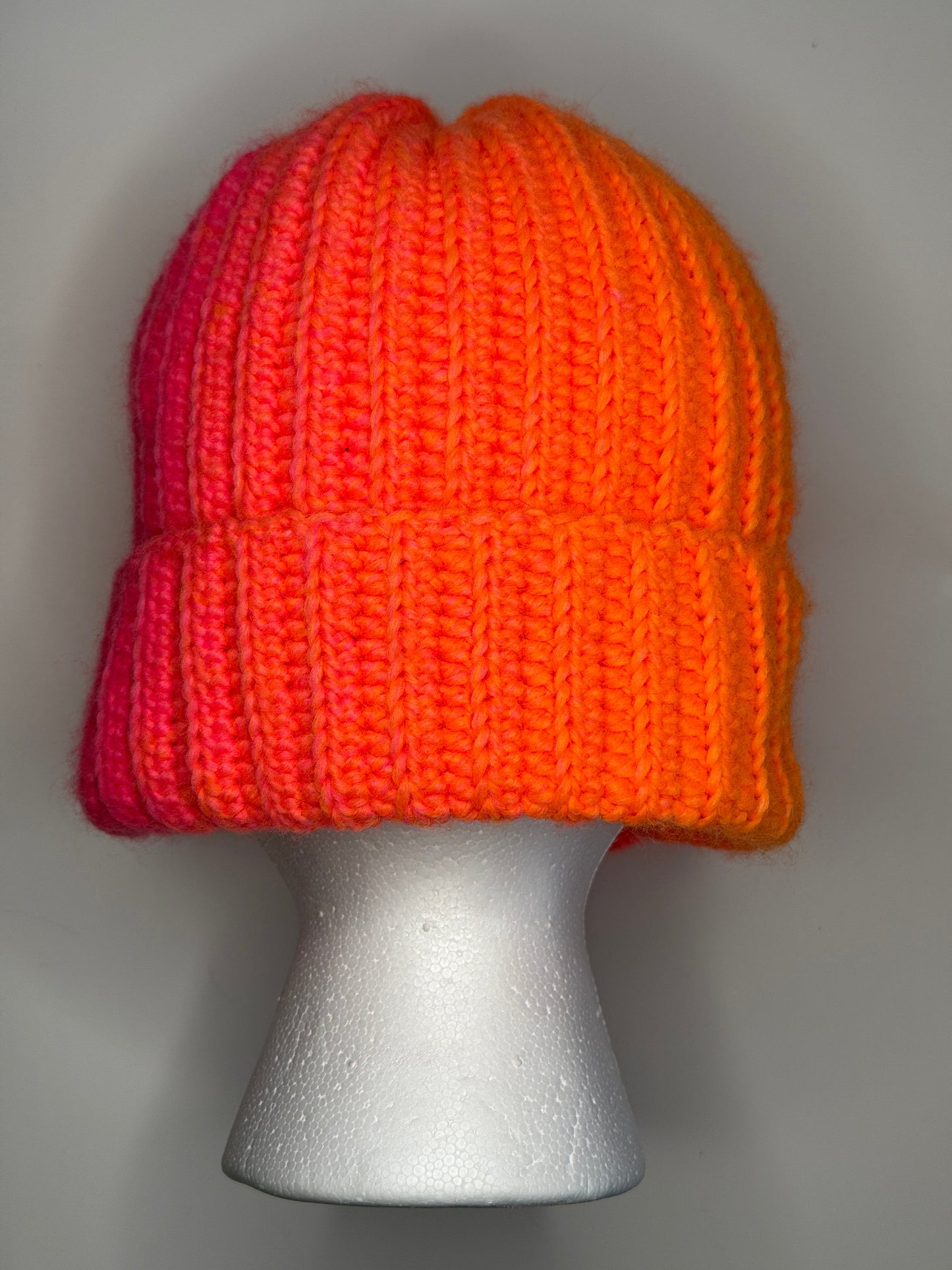 Ombré Pink and Orange Bun Hat