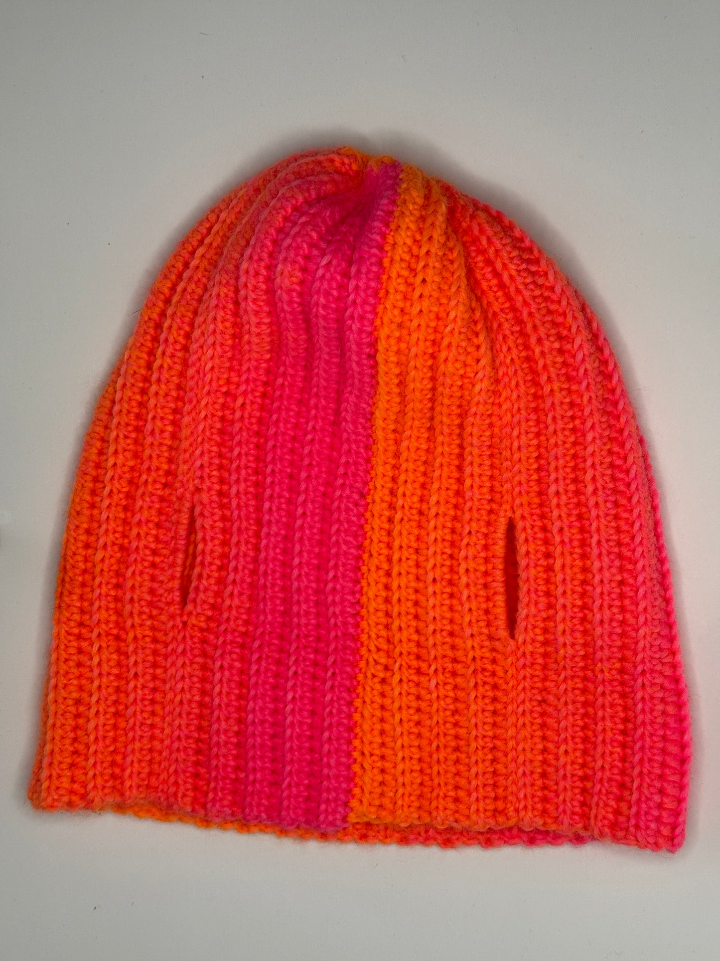 Ombré Pink and Orange Bun Hat