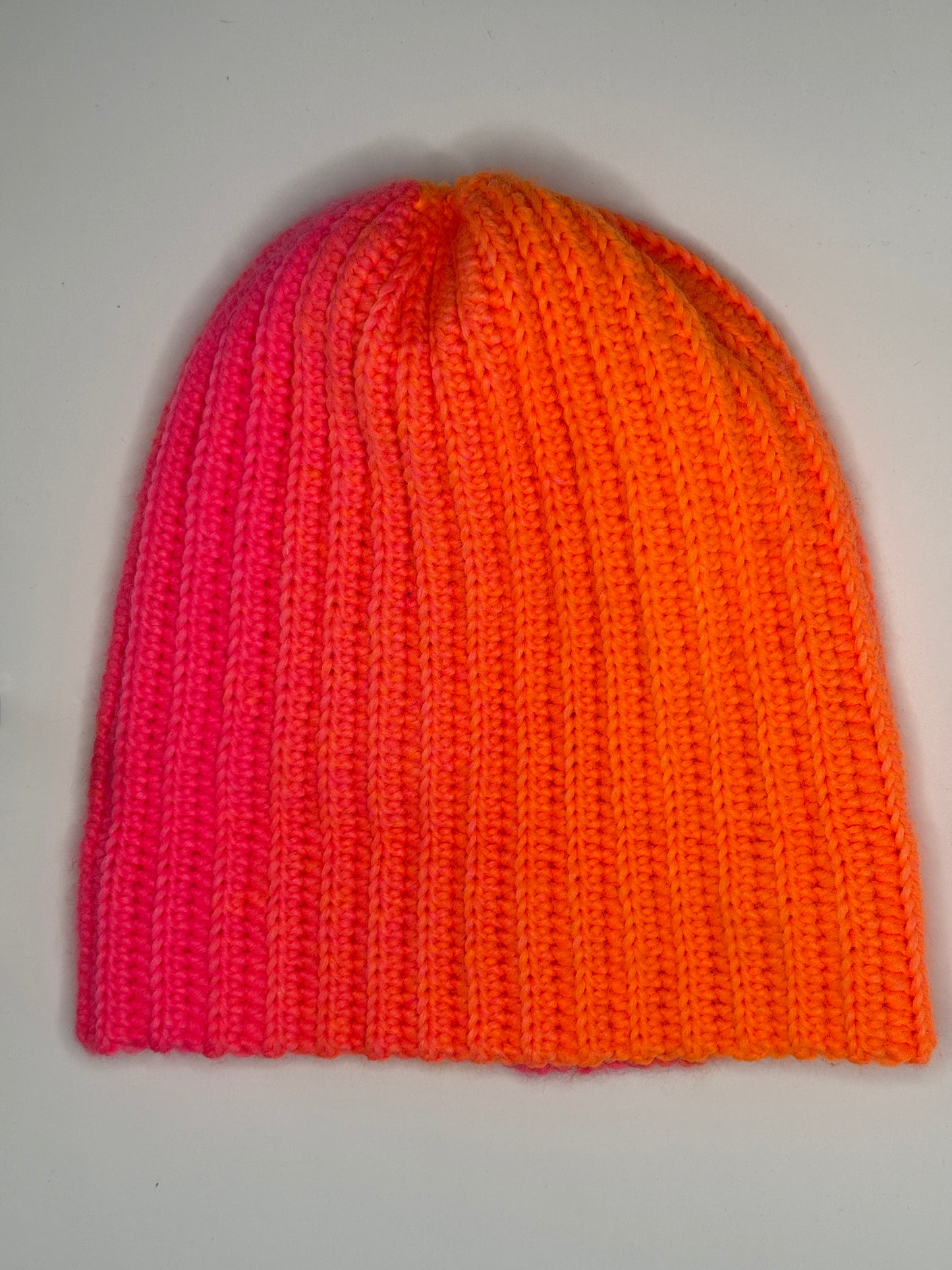 Ombré Pink and Orange Bun Hat