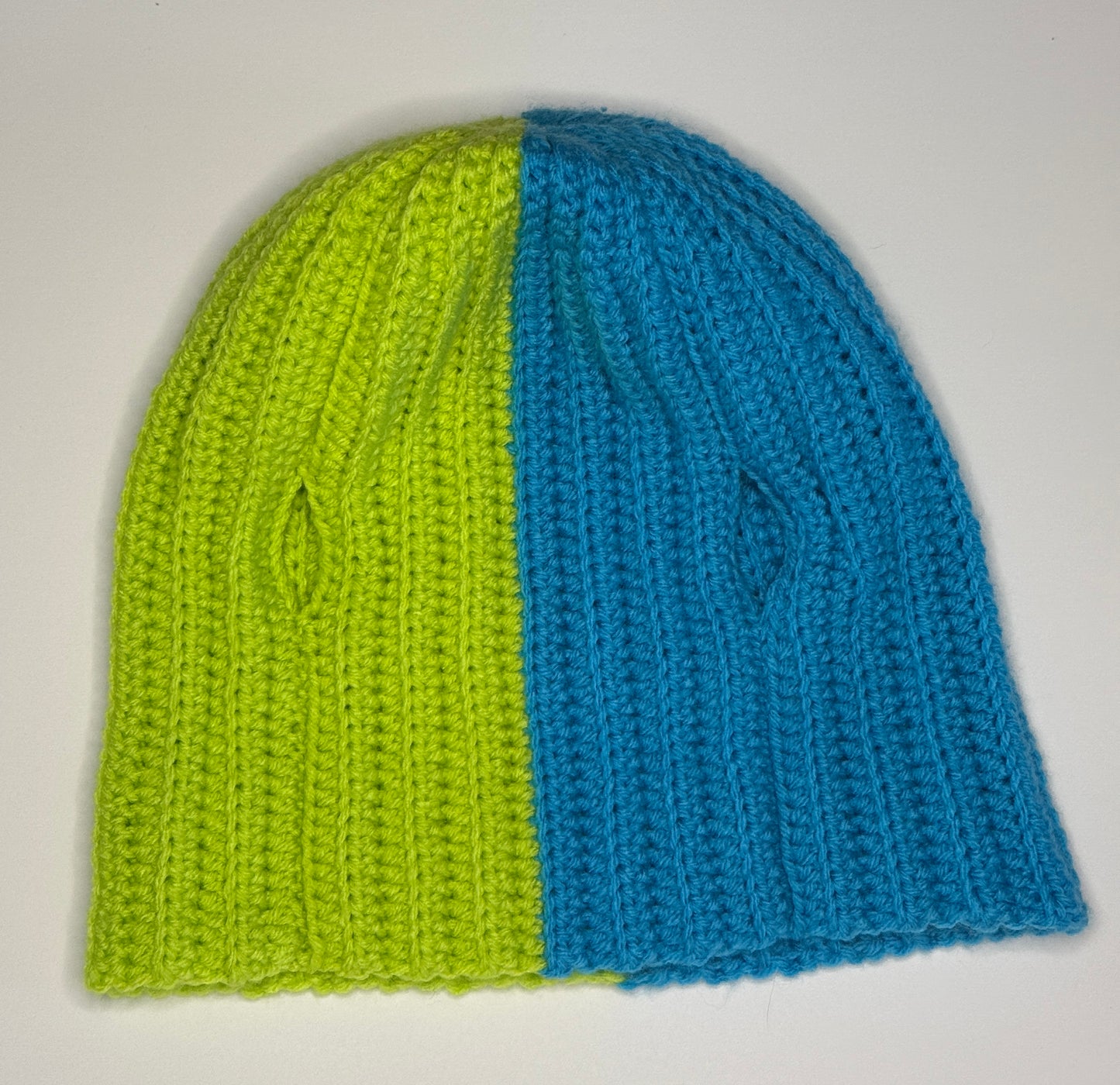 Cyan/Lime Green Double Bun Hat